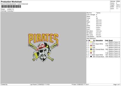 Pirates Embroidery File 5 sizes