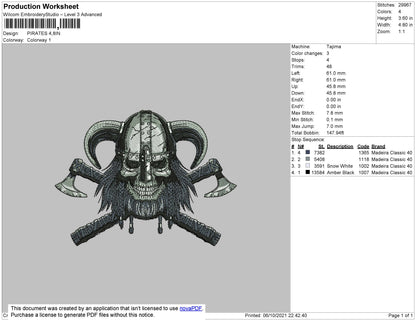 Pirates Embroidery File 4 size