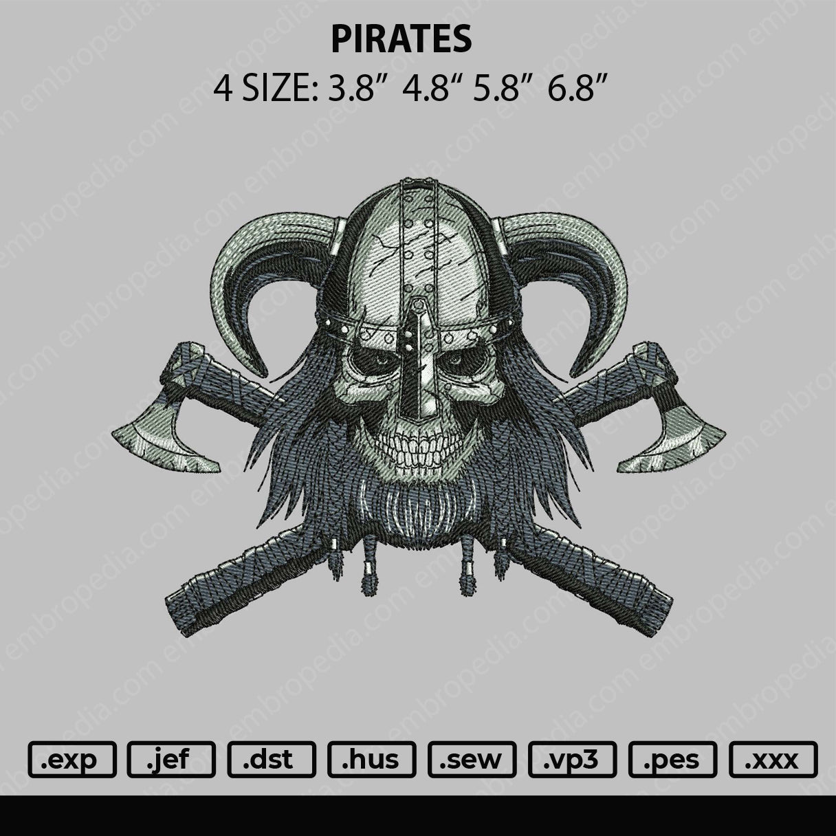 Pirates Embroidery File 4 size