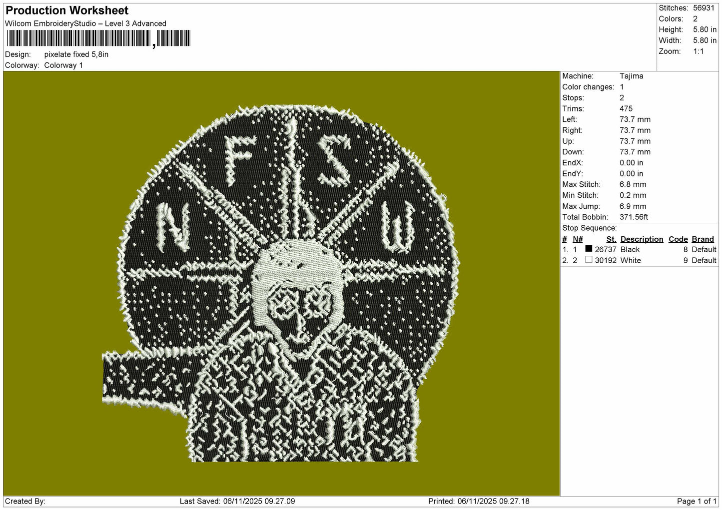 Pixelatetext Embroidery File 6 sizes