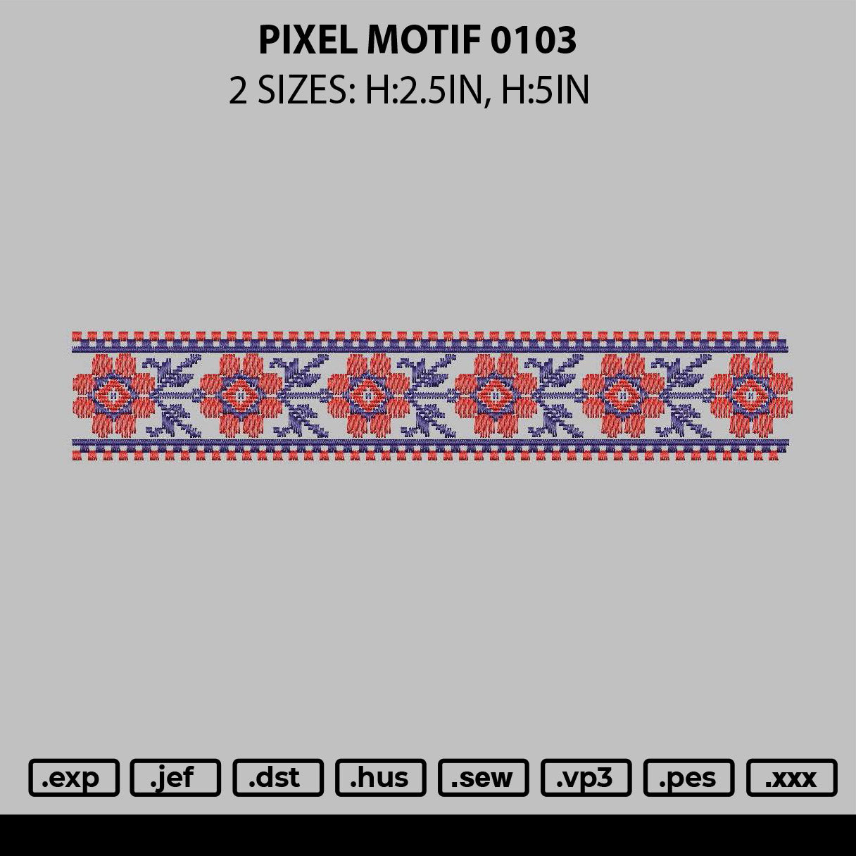 Pixel Motif 0103 Embroidery File 6 sizes