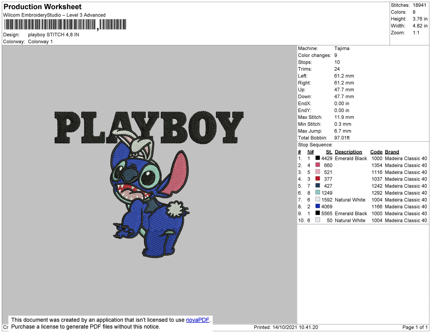 Playboy Stitch Embroidery File 4 size