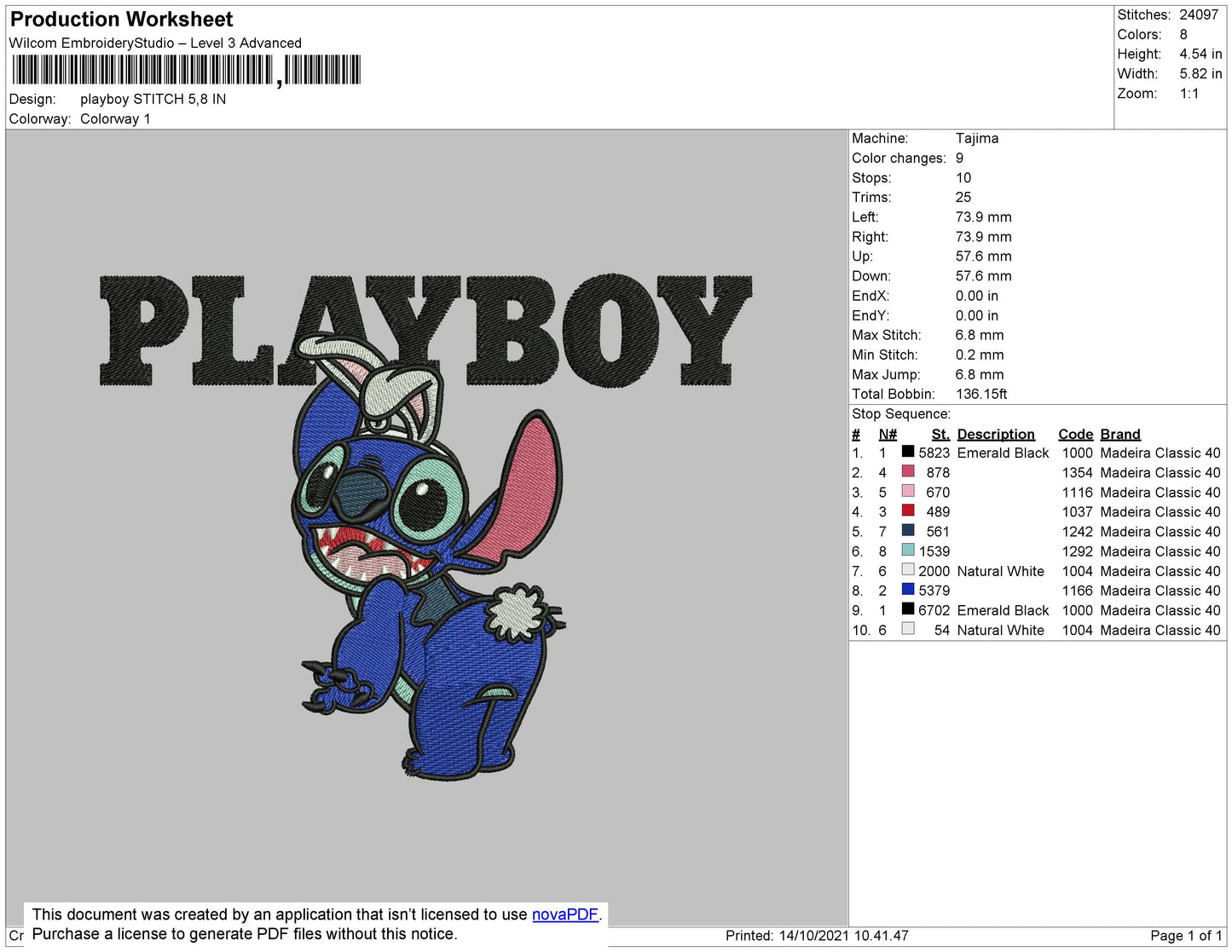 Playboy Stitch Embroidery File 4 size