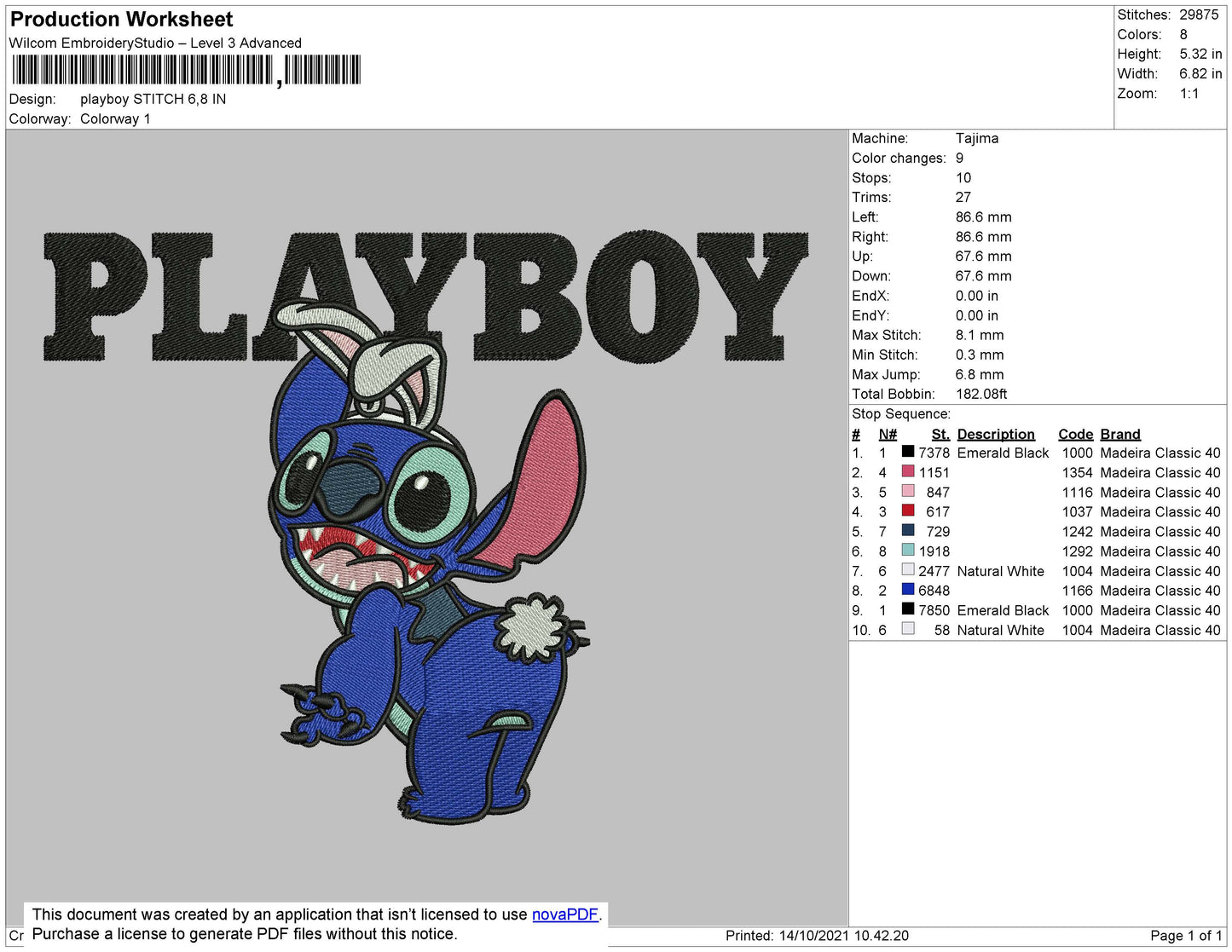 Playboy Stitch Embroidery File 4 size