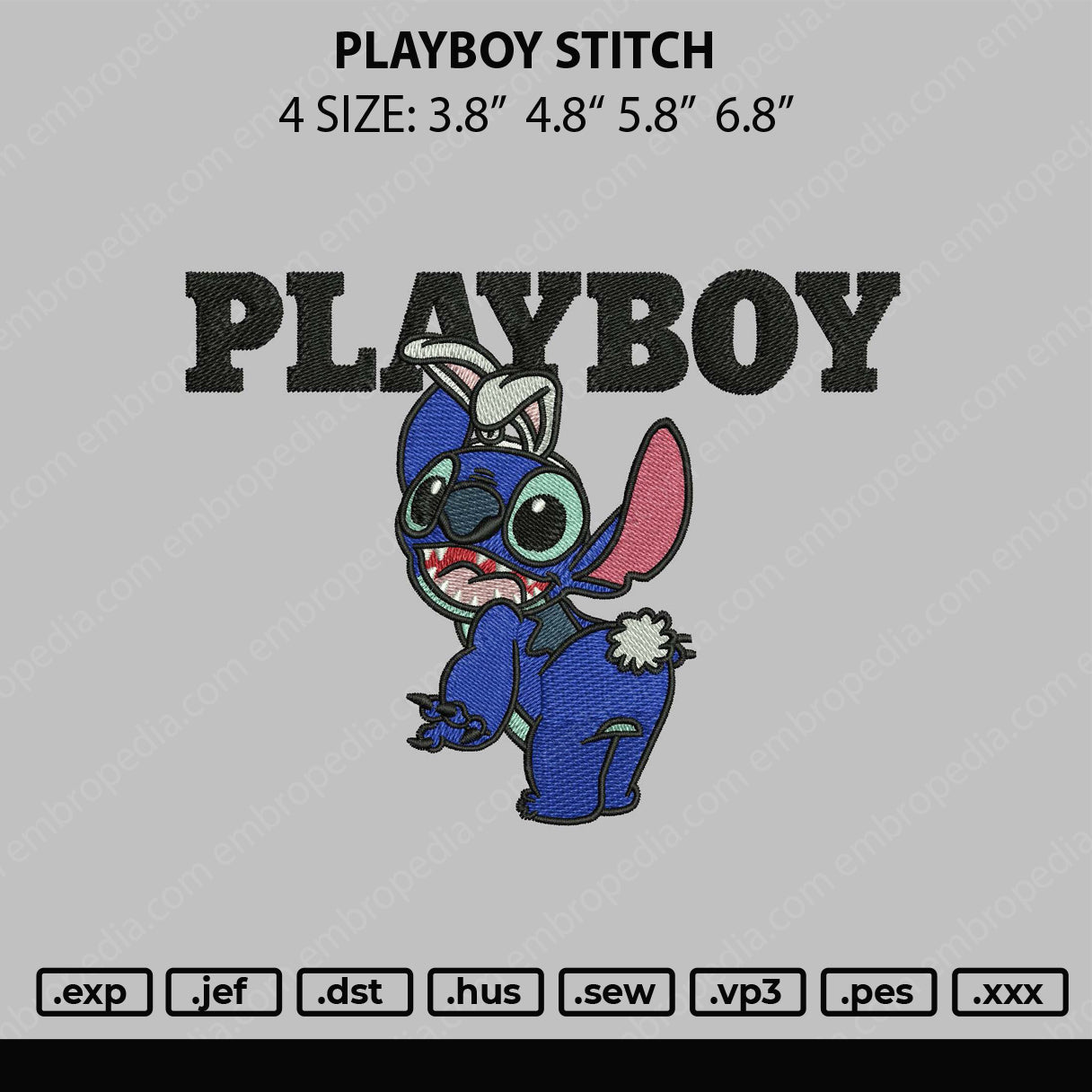 Playboy Stitch Embroidery File 4 size