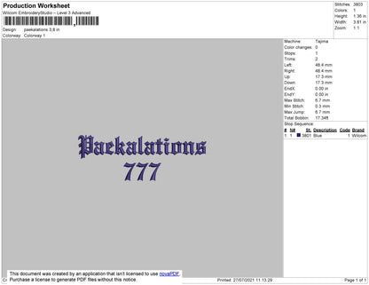 Paekalations Embroidery File 4 size