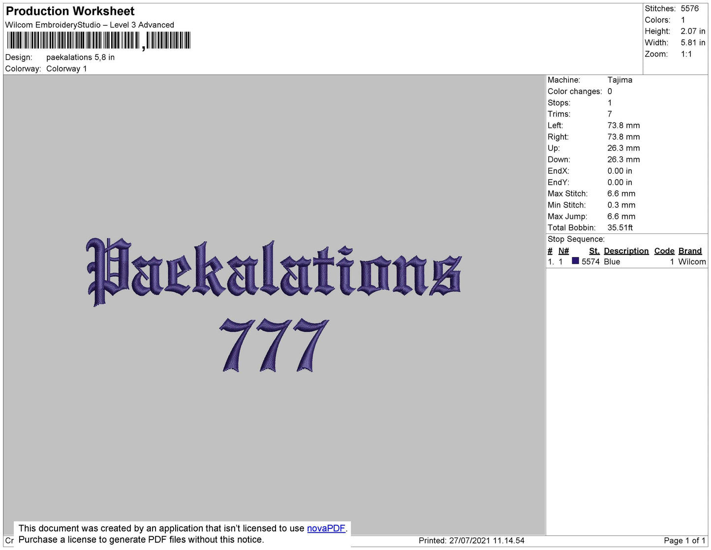 Paekalations Embroidery File 4 size