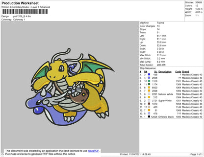 Pokemon 003 Embroidery File 4 size