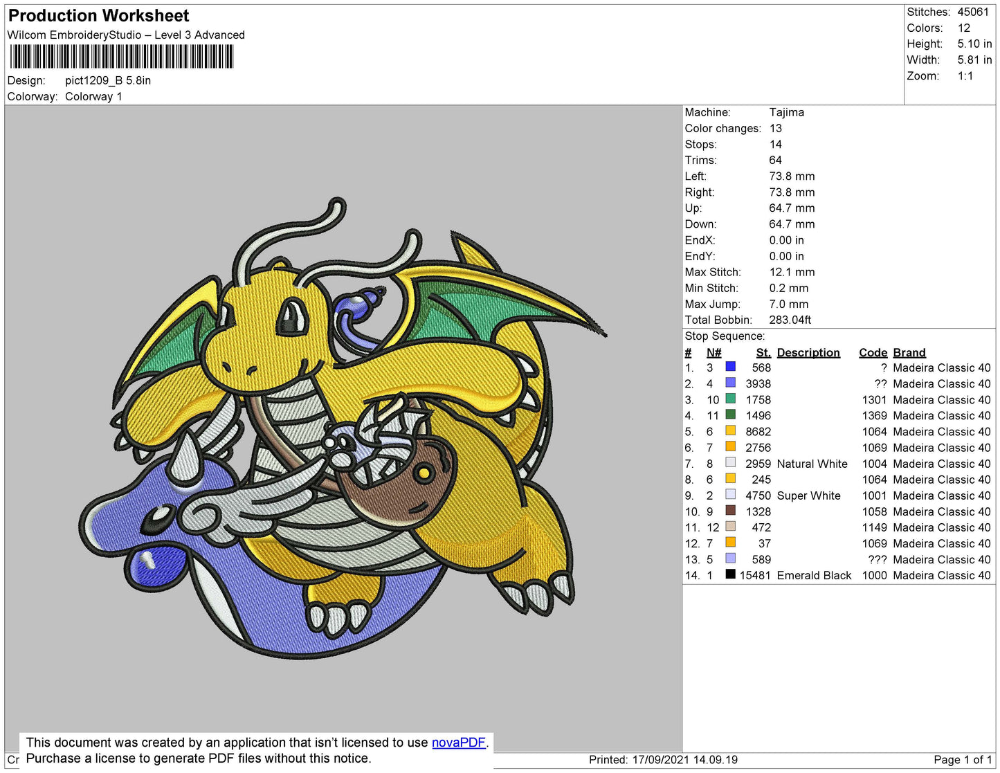 Pokemon 003 Embroidery File 4 size