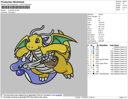 Pokemon 003 Embroidery File 4 size