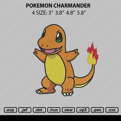 Pokemon Charmander Embroidery File 4 size