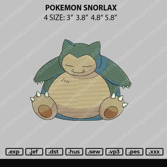 Pokemon Snorlax Embroidery File 4 size