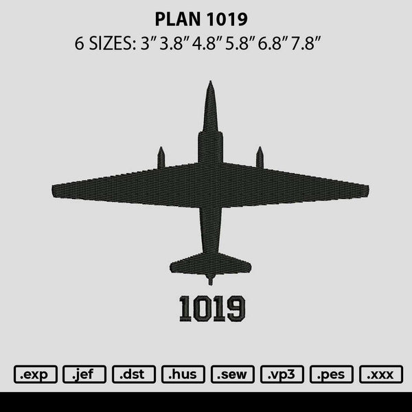 Plan 1019 Embroidery File 6 sizes