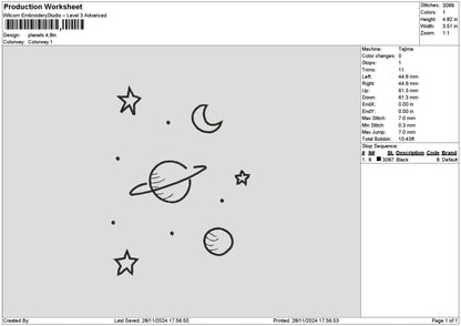 Planet2811 Embroidery File 6 sizes