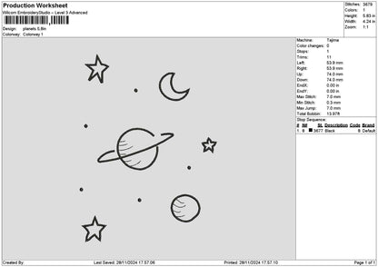 Planet2811 Embroidery File 6 sizes
