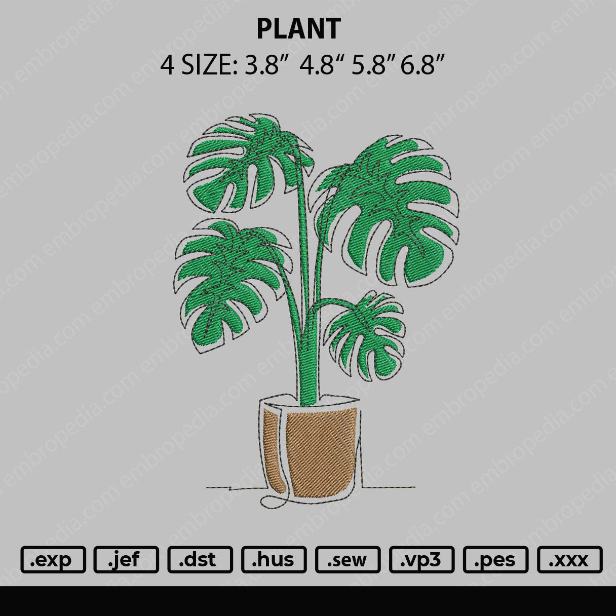Plant Embroidery File 4 size