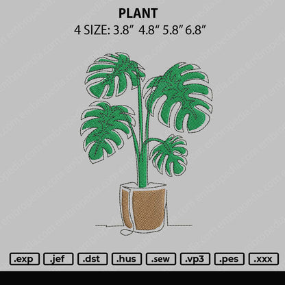 Plant Embroidery File 4 size