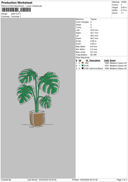 Plant Embroidery File 4 size