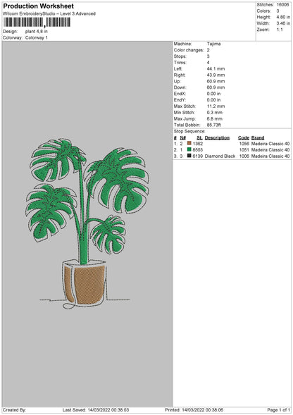 Plant Embroidery File 4 size