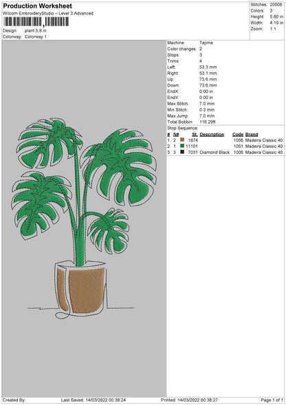 Plant Embroidery File 4 size