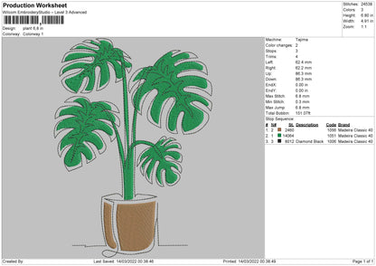 Plant Embroidery File 4 size