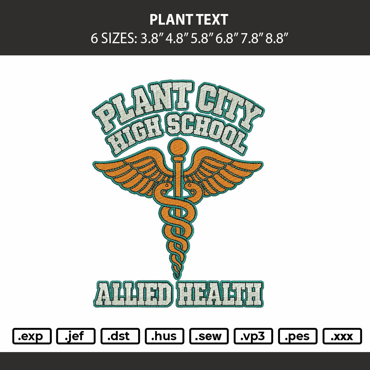 Plant Text 0209 Embroidery Machine Design File 6 sizes