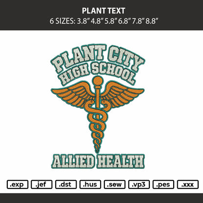Plant Text 0209 Embroidery Machine Design File 6 sizes