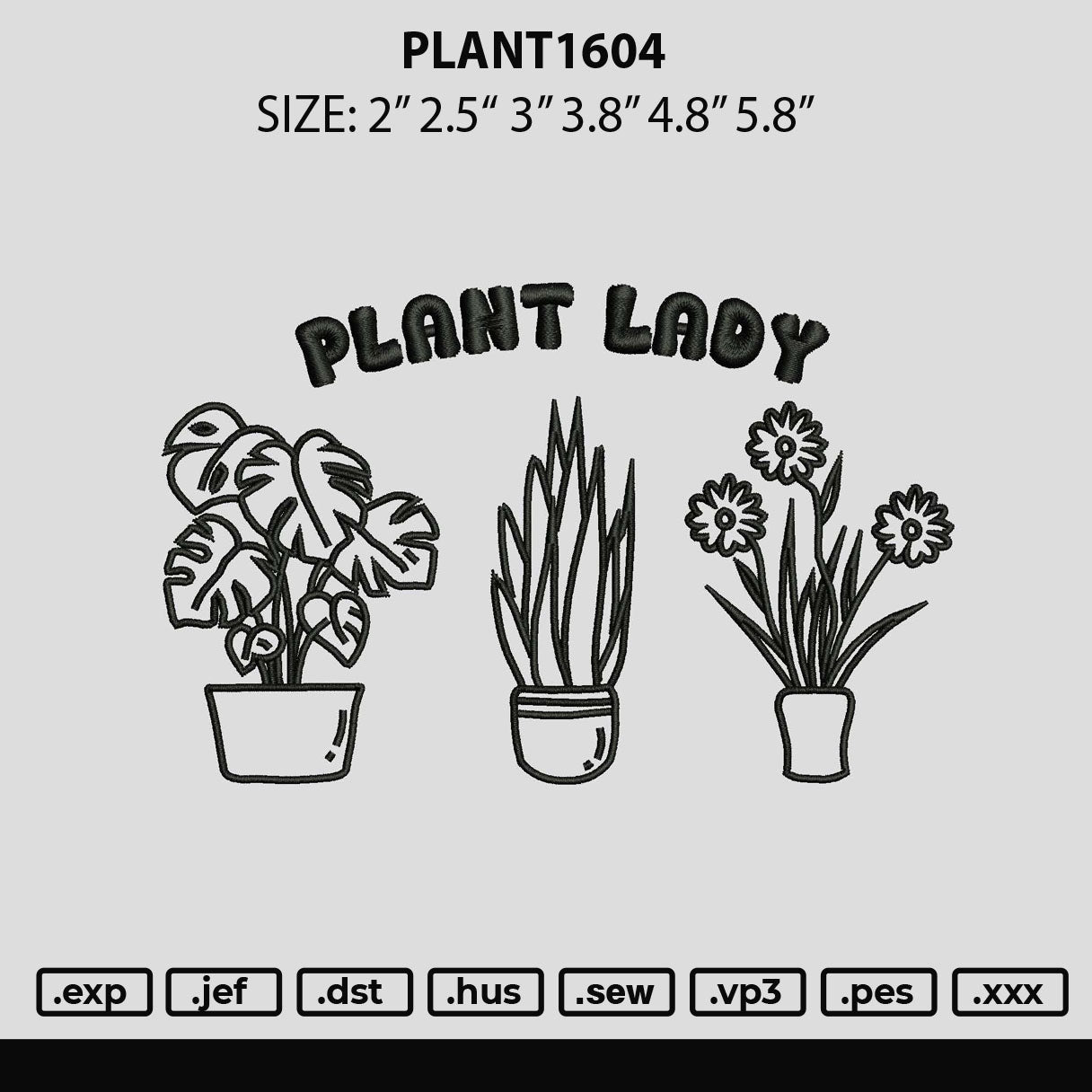 Plant1604 Embroidery File 6 sizes