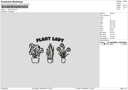 Plant1604 Embroidery File 6 sizes