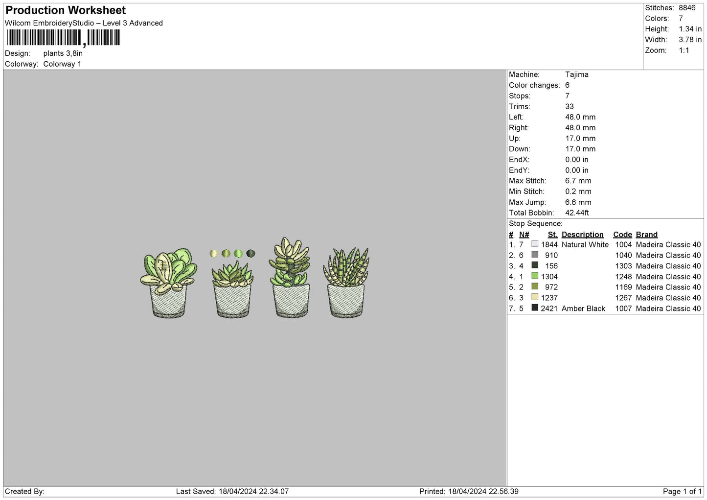 Plants1804 Embroidery File 6 sizes