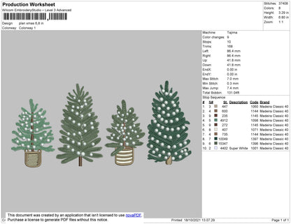 Plan Xmas Embroidery File 4 size
