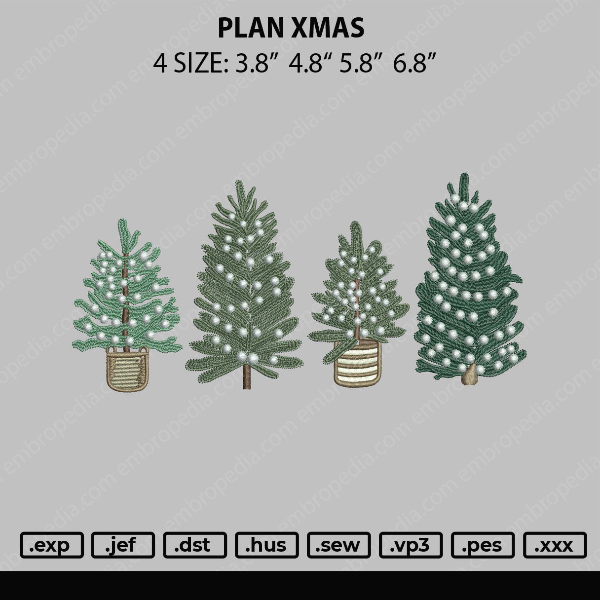 Plan Xmas Embroidery File 4 size