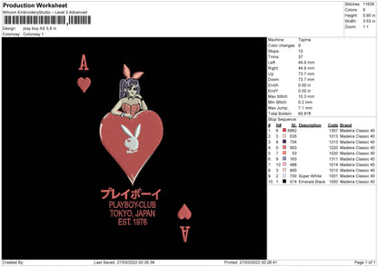 Playboy AS Embroidery File 4 size