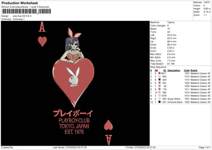 Playboy AS Embroidery File 4 size