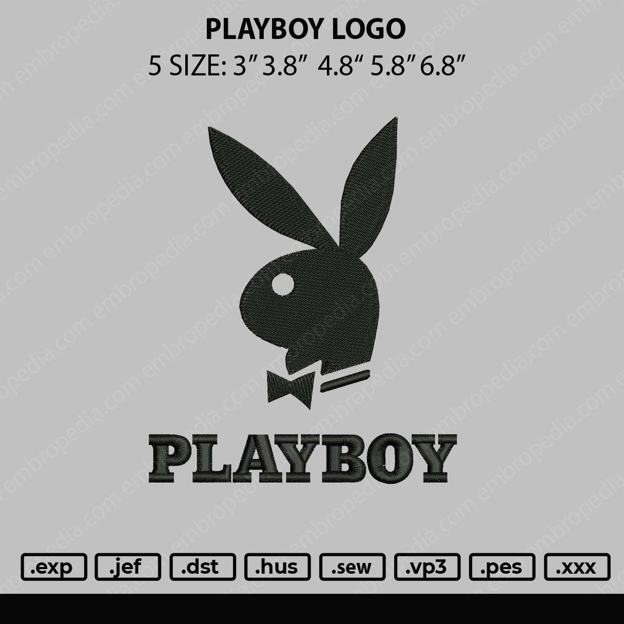 Playboy Logo Embroidery File 5 size