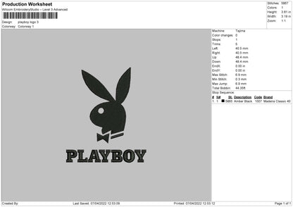 Playboy Logo Embroidery File 5 size