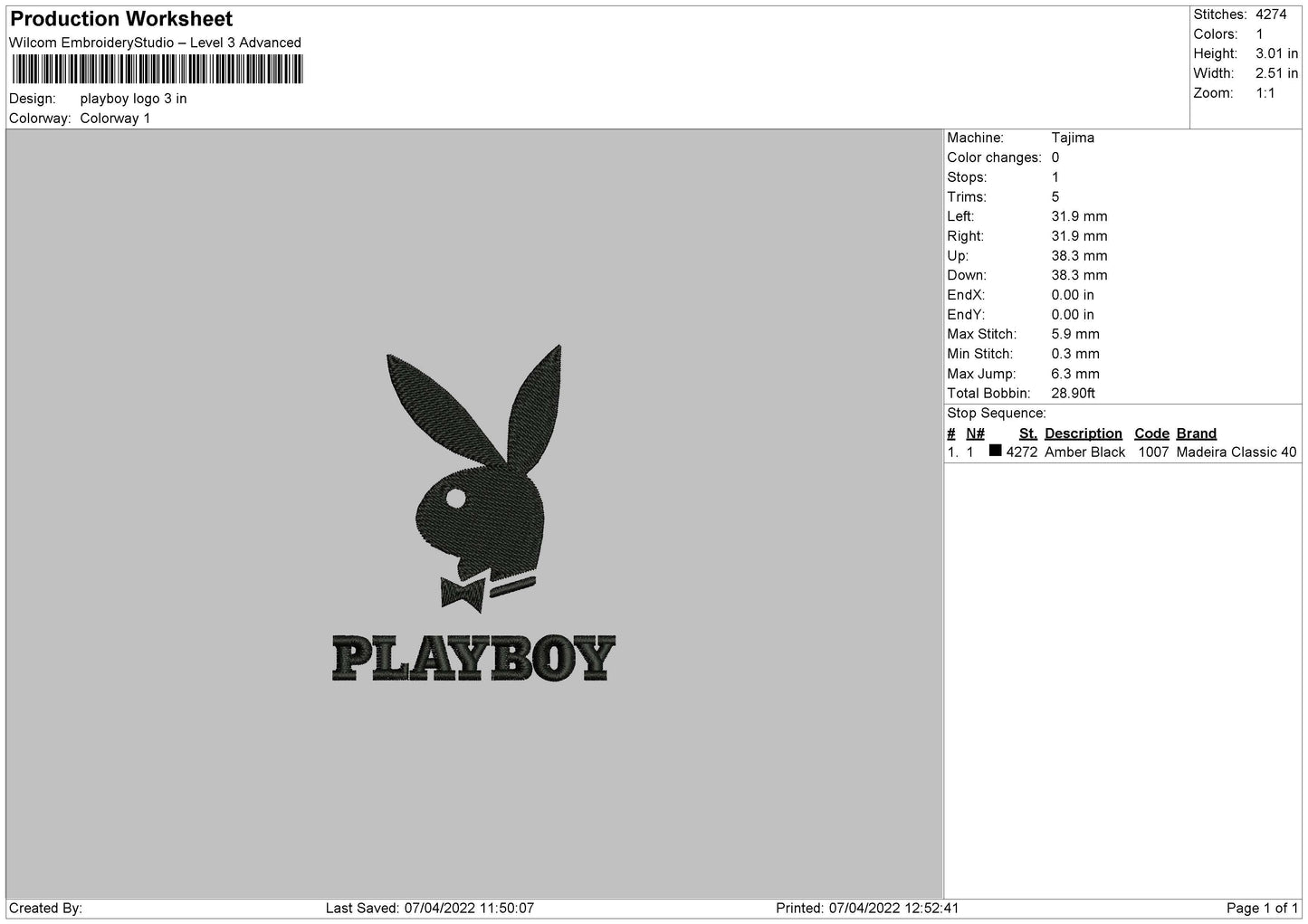 Playboy Logo Embroidery File 5 size
