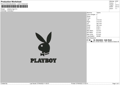 Playboy Logo Embroidery File 5 size