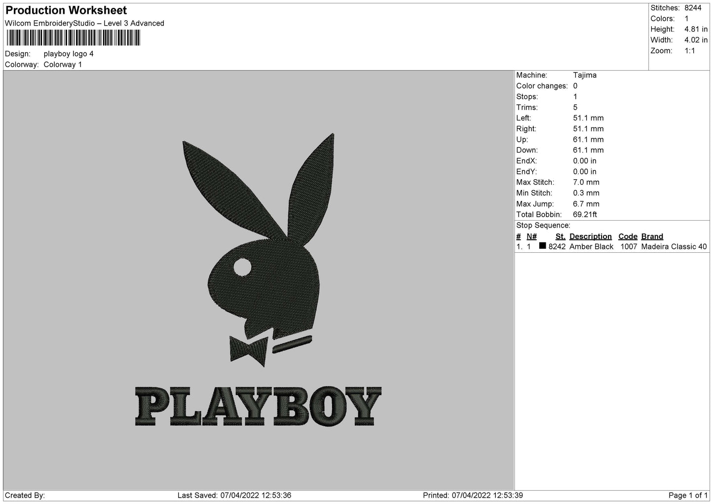 Playboy Logo Embroidery File 5 size
