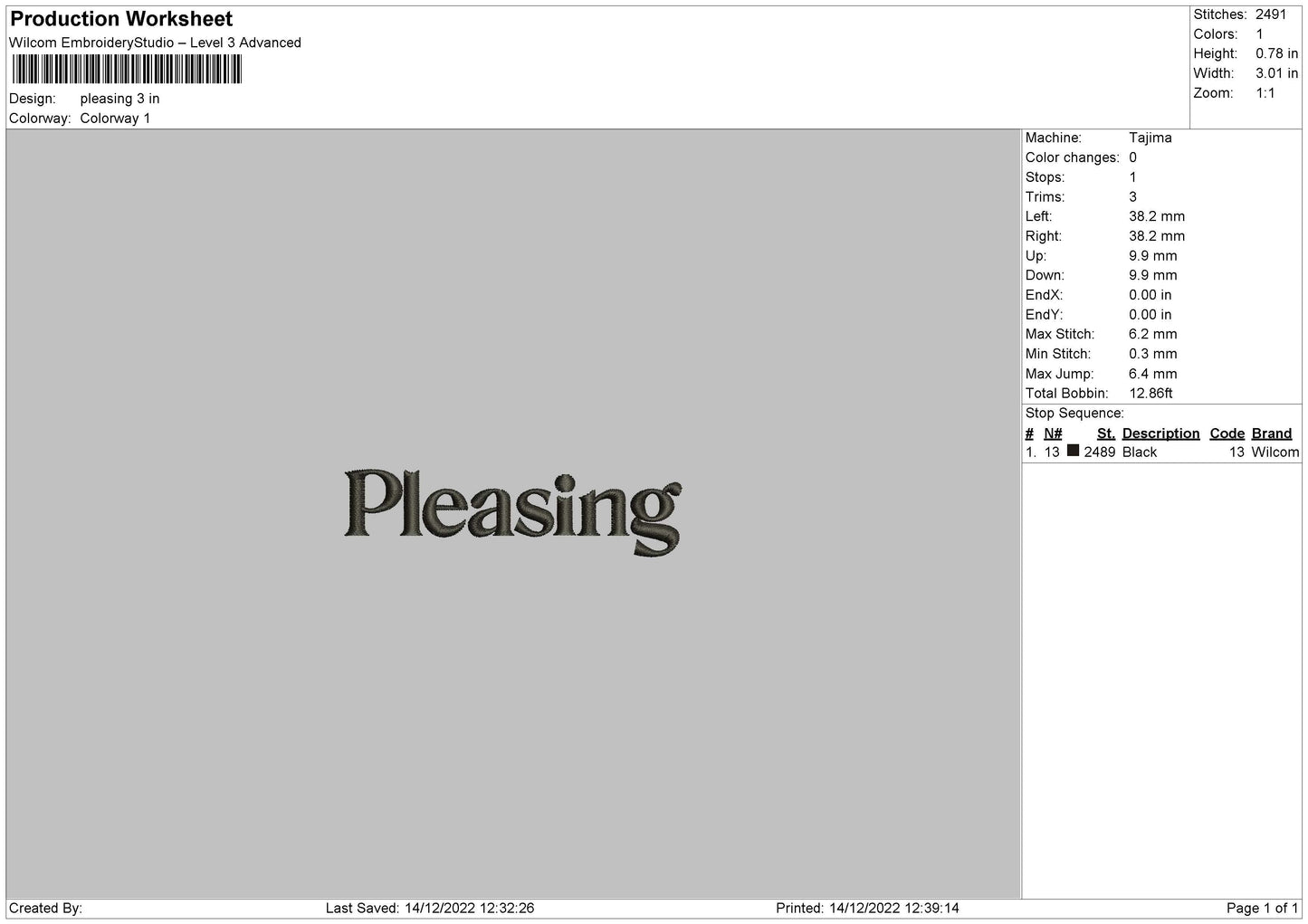 Pleasing Embroidery File 6 sizes