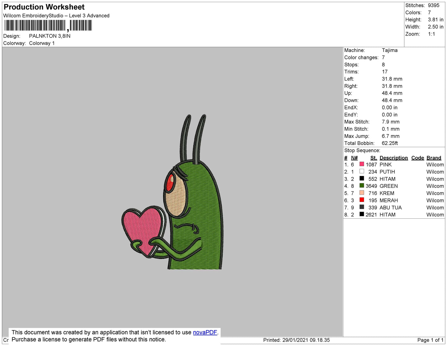 Plankton Embroidery File 4 size