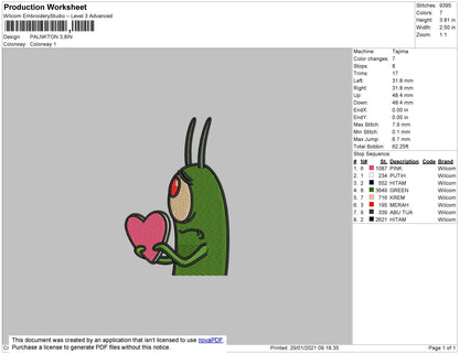 Plankton Embroidery File 4 size