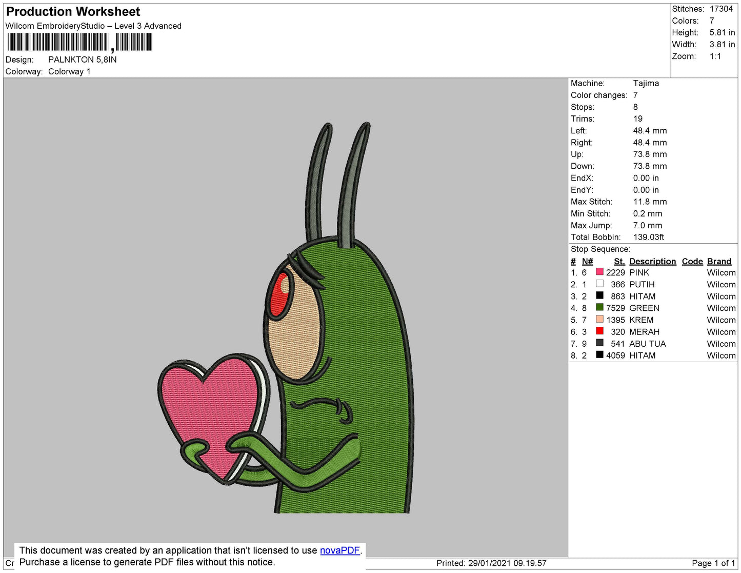 Plankton Embroidery File 4 size