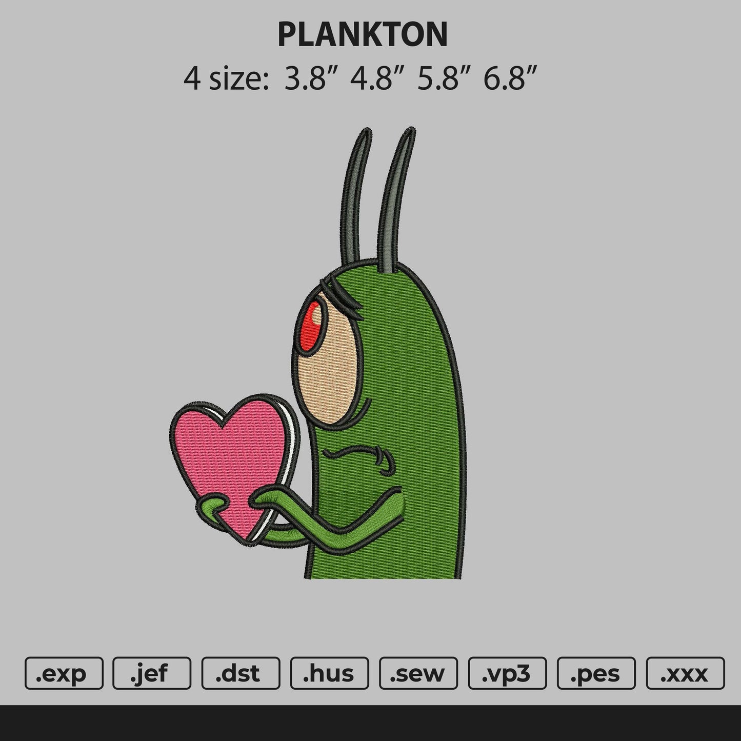 Plankton Embroidery File 4 size