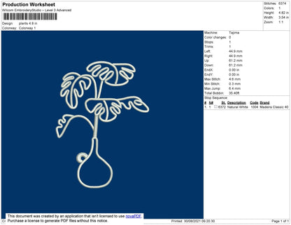 Plants Embroidery File 4 size