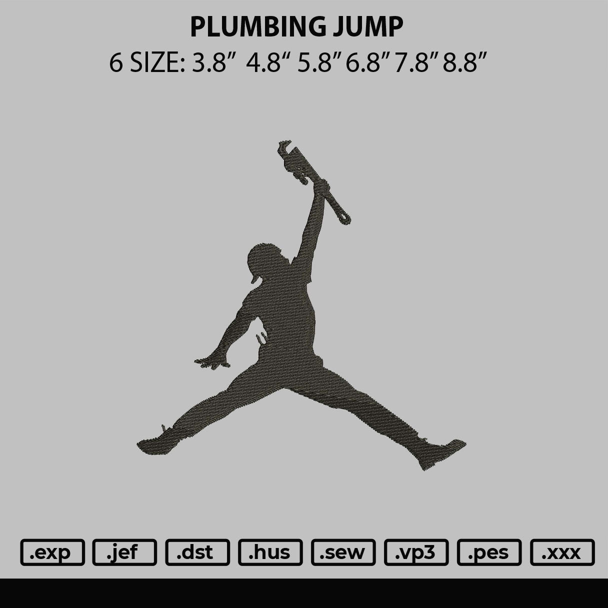 Plumbing Jump Embroidery File 6 sizes