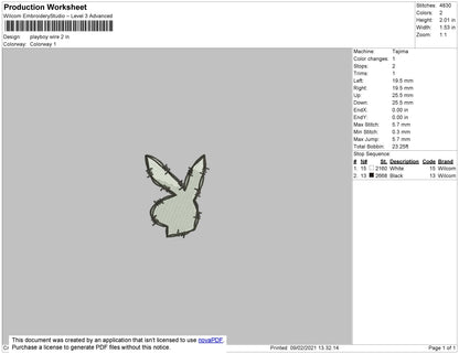 Playboy Wire Embroidery File 5 size