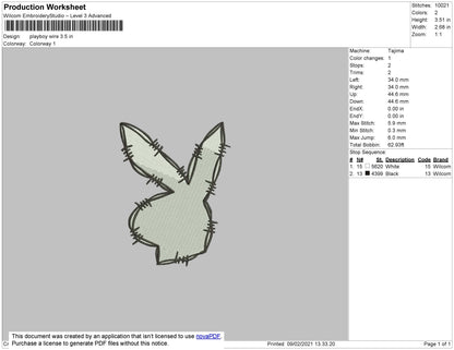 Playboy Wire Embroidery File 5 size