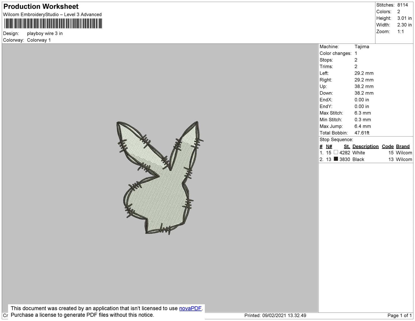 Playboy Wire Embroidery File 5 size