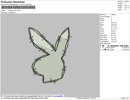 Playboy Wire Embroidery File 5 size